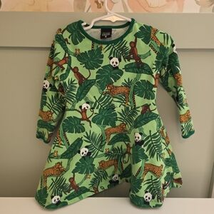 Villervalla size 98 or 3t organic jungle animal zoo dress european monkey panda
